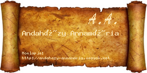 Andaházy Annamária névjegykártya